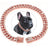 Faux diamond metal chain pet collar in Silver, front view