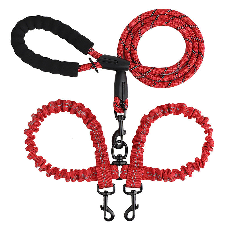 Double ended retractable lead for walking two dogs from one handle
