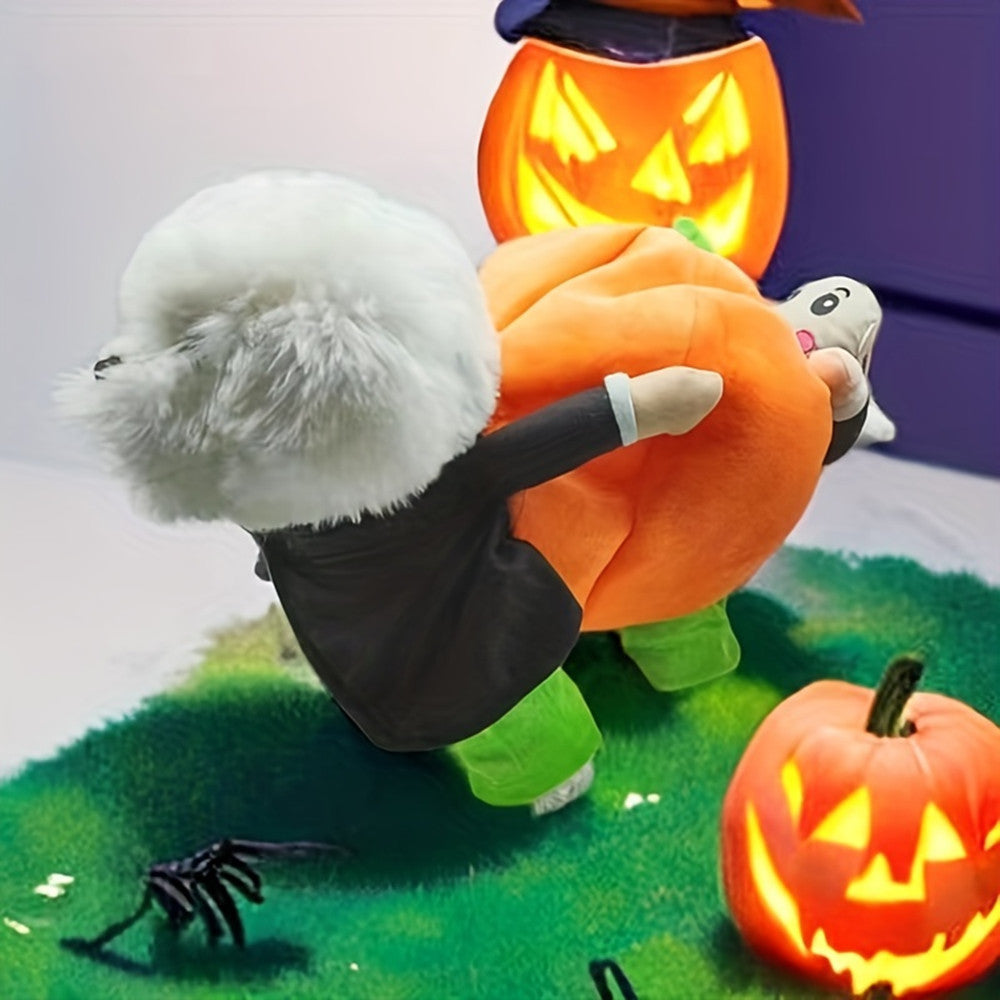 Pumpkin Halloween costume for small dogs in Pumpkin, side view