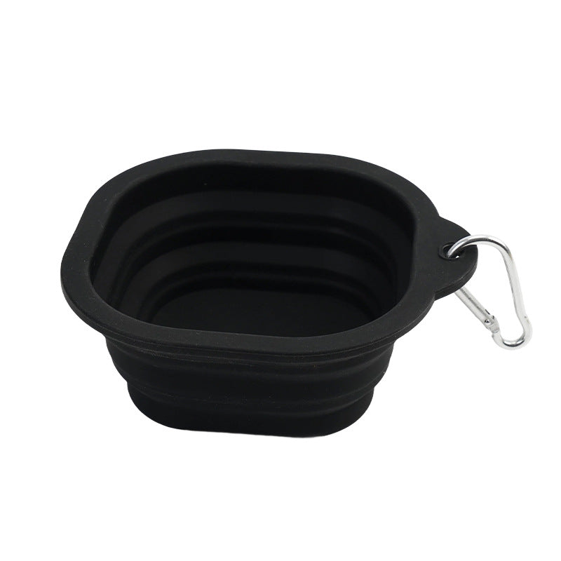 Outdoor Portable Folding Silicone Pet Bowl with Carabiner, 350ml and 650ml Sizes