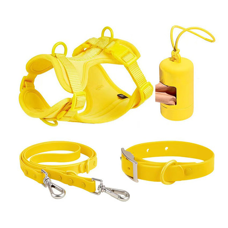 Waterproof PVC harness, lead and collar set, available from Pet Royale UK