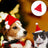 Cat wearing a plush red and white striped Christmas hat