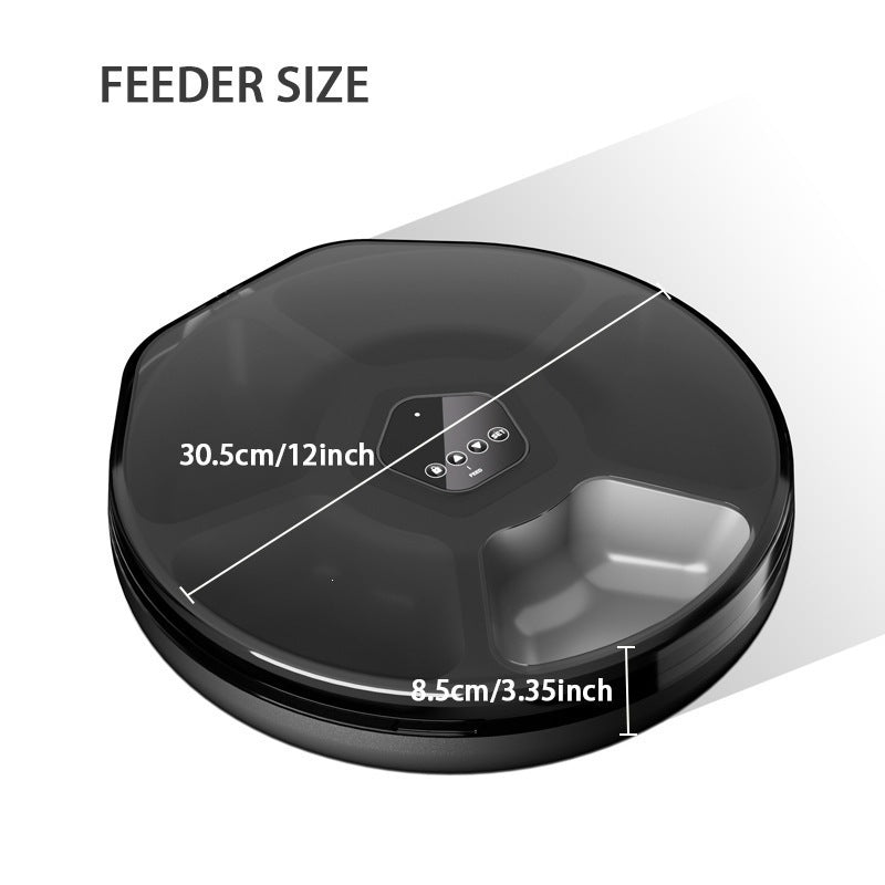 5-Compartment Rotating Automatic Pet Feeder with 24-Hour Timer and USB Power