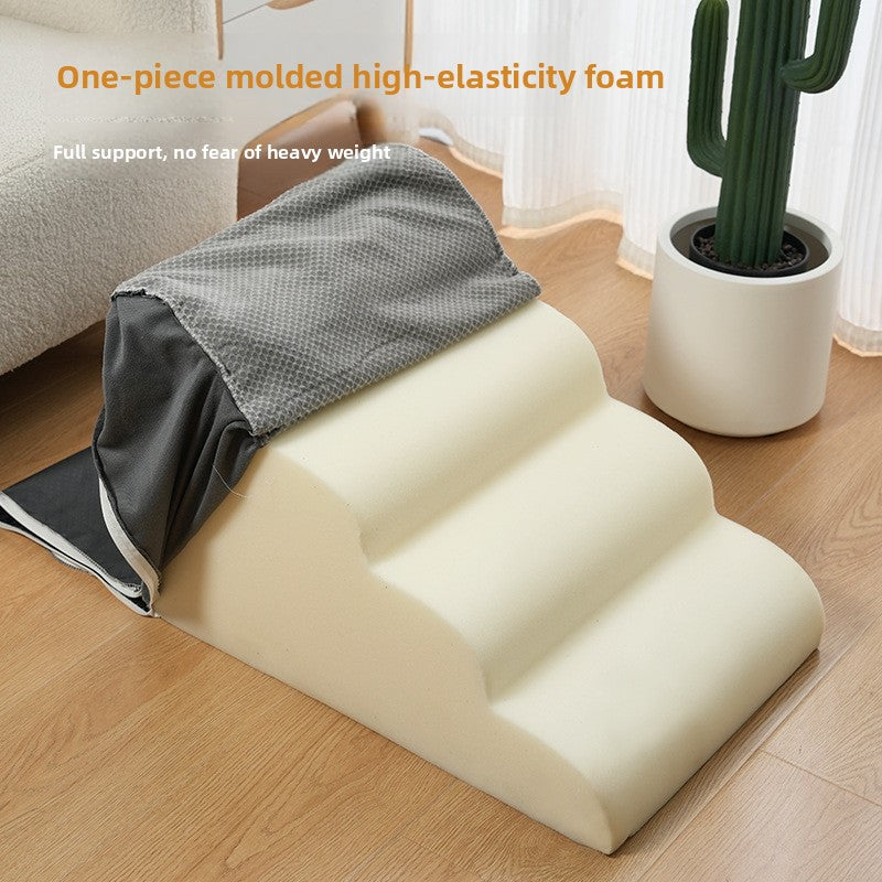 Grey foam pet stairs with removable washable cover, photo 2