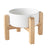 Elevated Ceramic Pet Feeding Bowl with Bamboo Stand, Anti-Spill Base in Five Colours