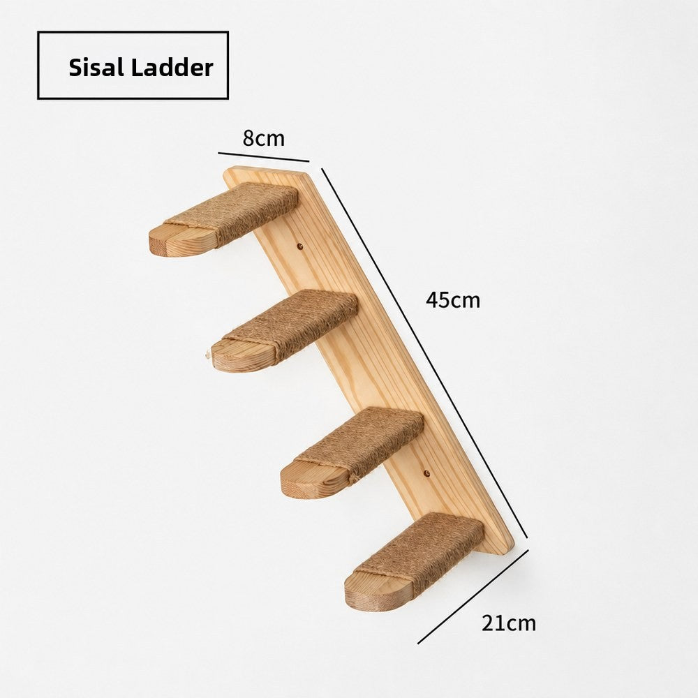 Wall-mounted wooden cat furniture with sisal, additional product photo
