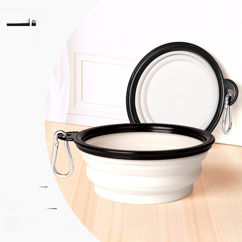 Collapsible pet travel bowl with clip in Blue, material detail