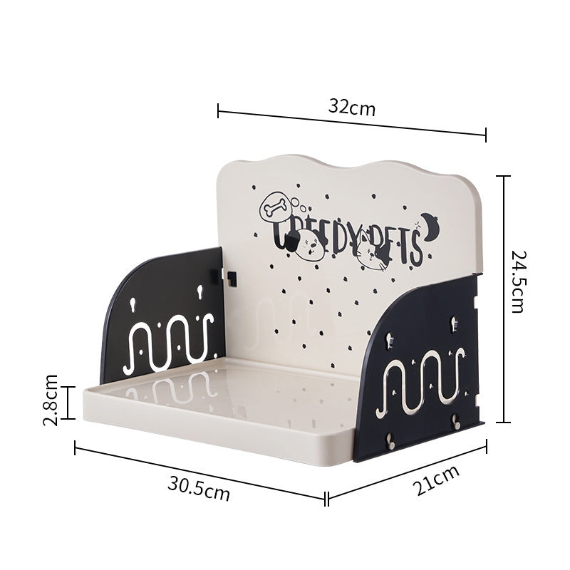 Raised pet bowl stand with anti-tip base in White Polka Dot