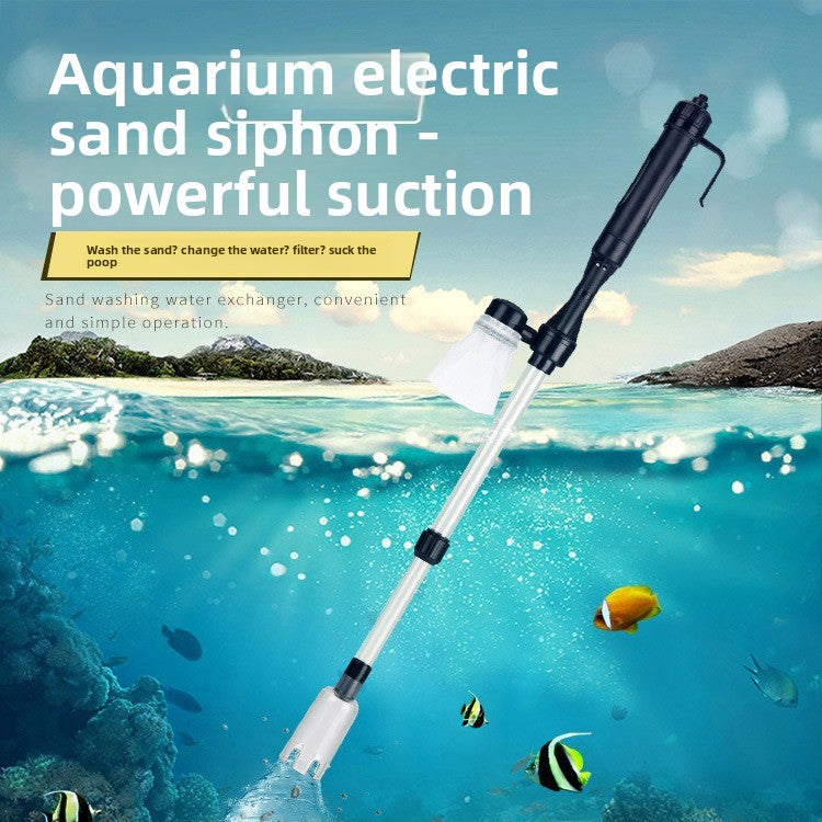 Electric aquarium gravel cleaner and water changer with short tube, view 1