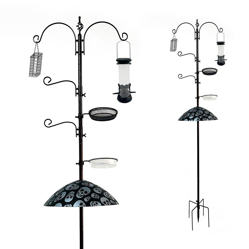 Garden bird feeding station attachments with tube feeder and tray, view 3