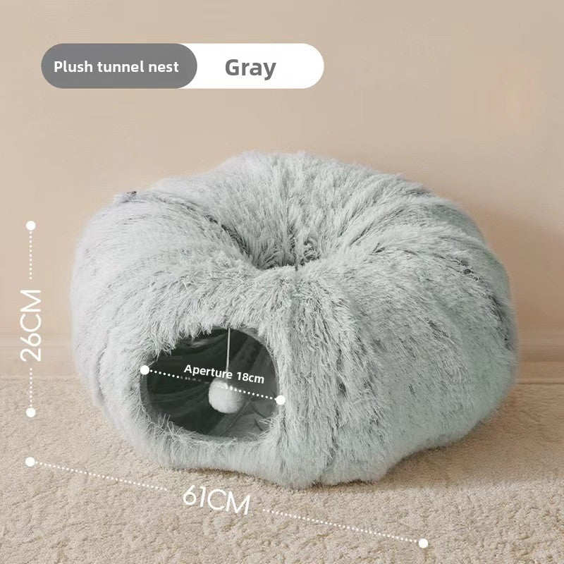 Foldable plush cat tunnel bed and play tunnel, view 4