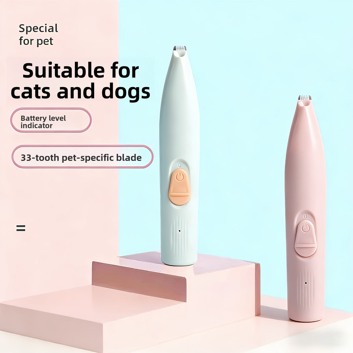 Silent Mini Paw Hair Trimmer, Battery or USB LED Models for Pets