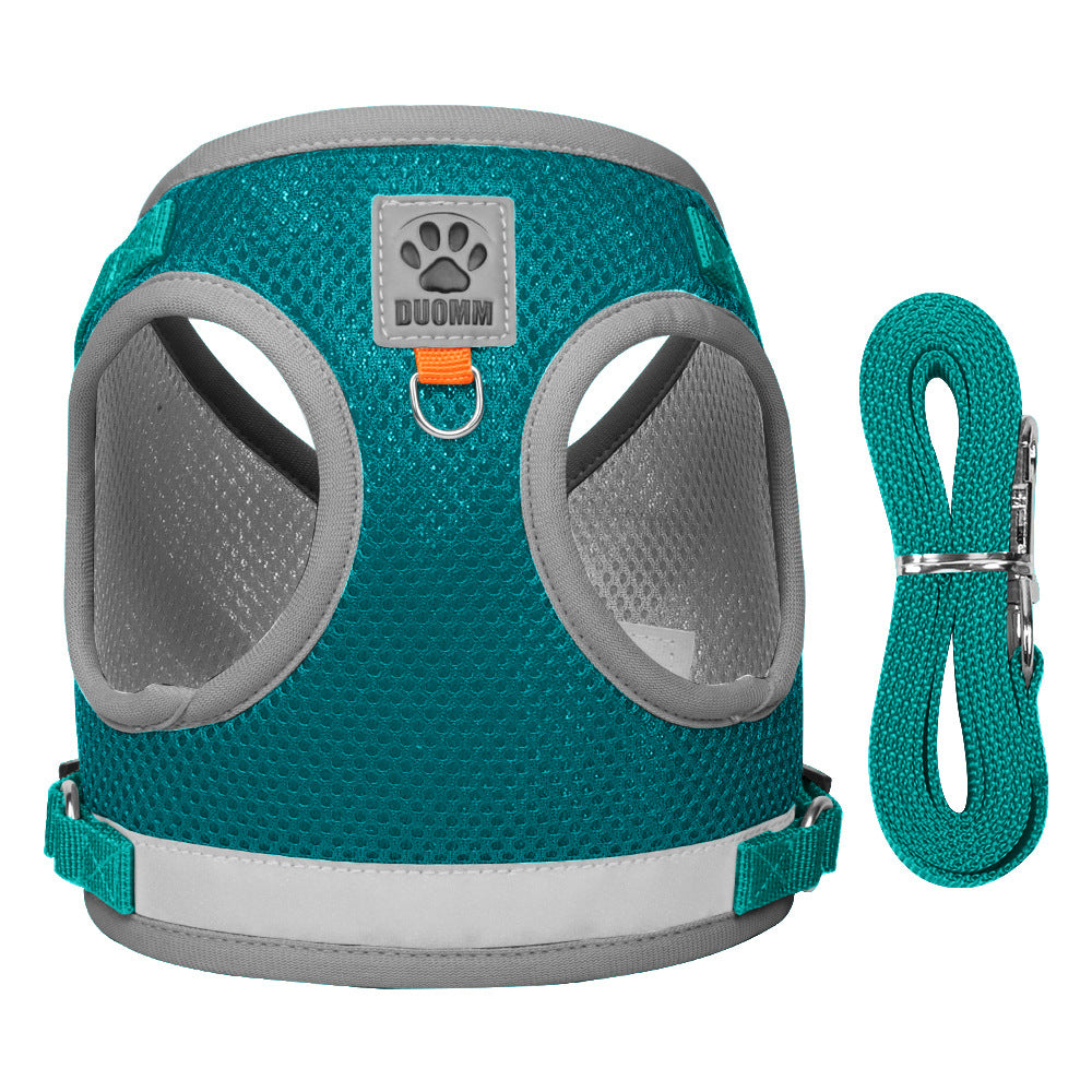 Breathable mesh pet harness and lead set, ideal for everyday use