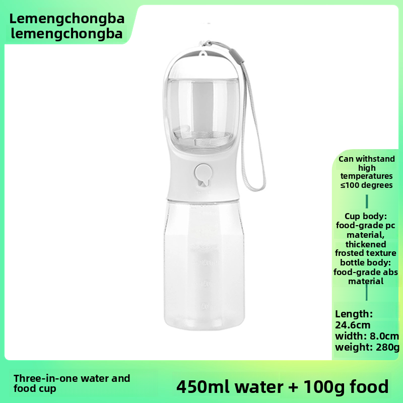 2-in-1 Portable Pet Water Bottle and Food Container for Walks, Leak-Proof Design