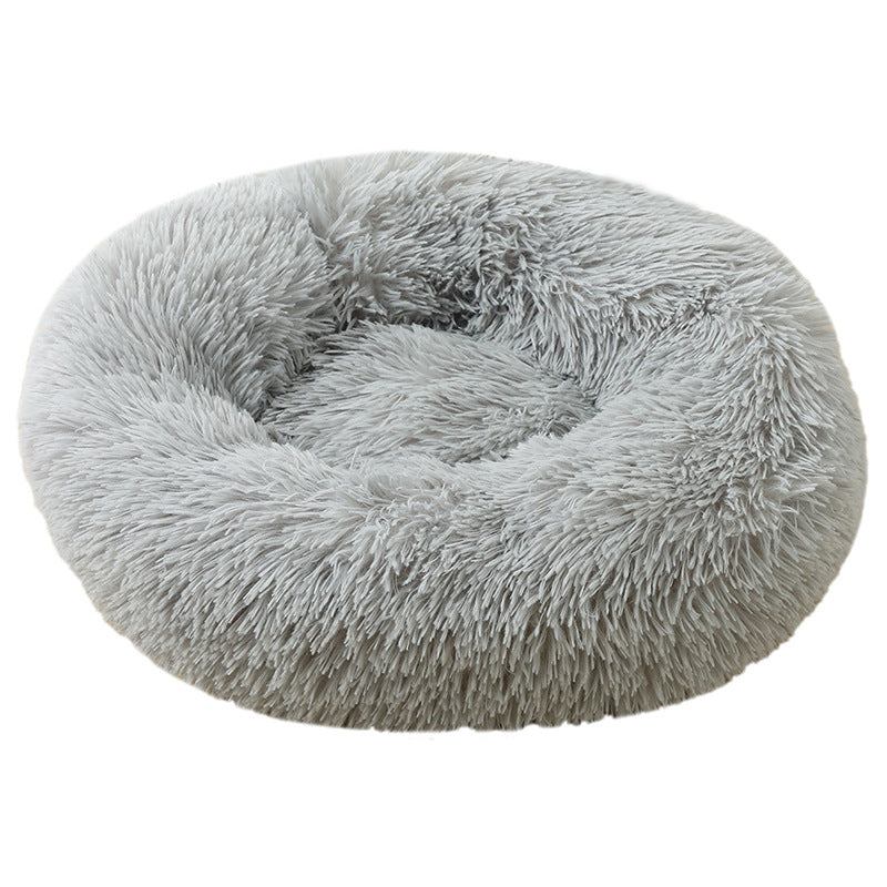 Round Plush Pet Bed Donut Cat Dog Nest Mat