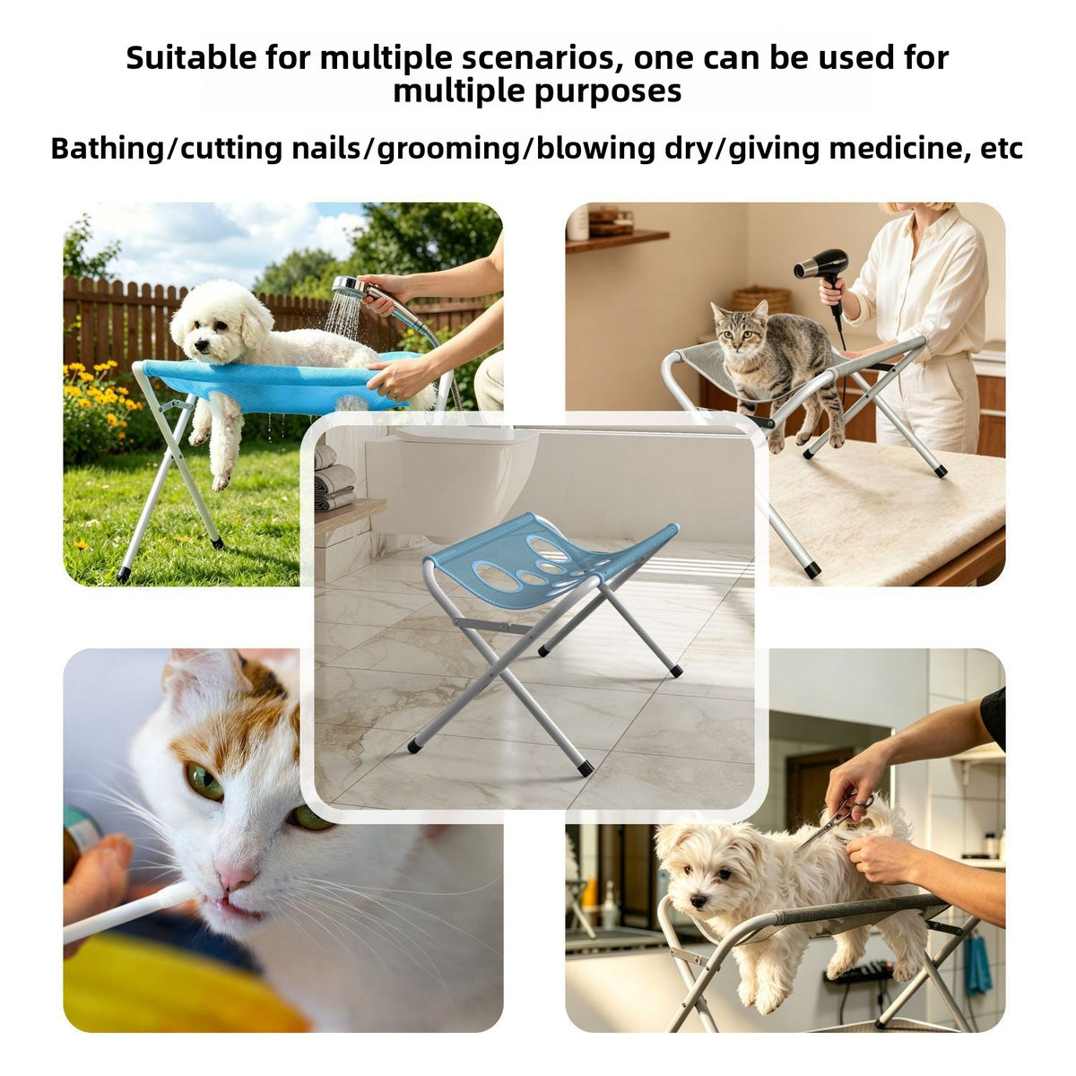 Pet grooming hammock with foldable metal frame, photo 3 of 8