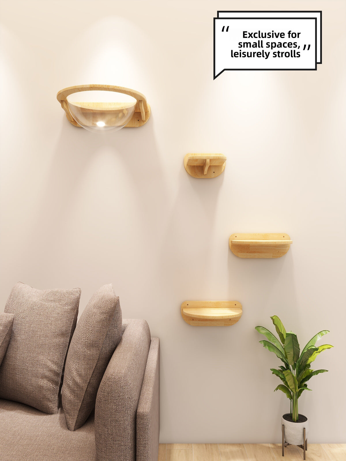 Wall-mounted solid wood cat climbing space capsule module, photo 15