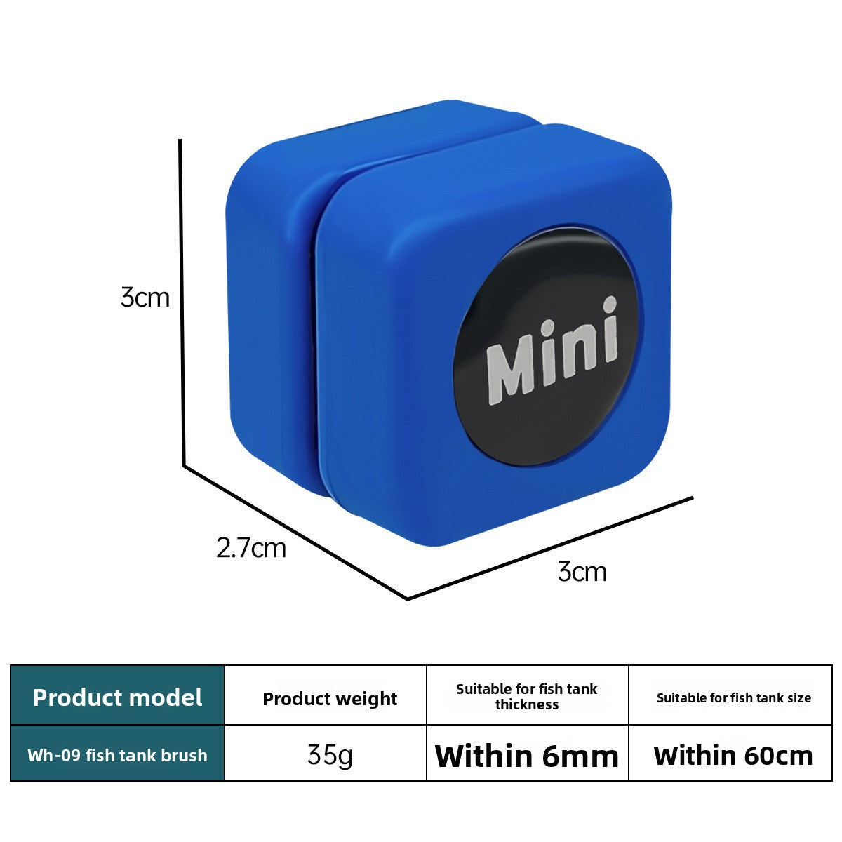 Mini floating magnetic glass cleaner for small fish tanks, view 5