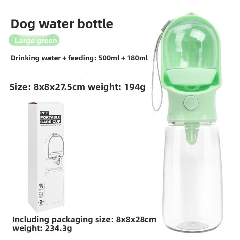 Portable Dog and Cat Outdoor Water Bottle with Feeding Area, Leak-Proof, 320ml or 500ml