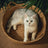 Hand woven rattan and cattail round cat nest, view 2