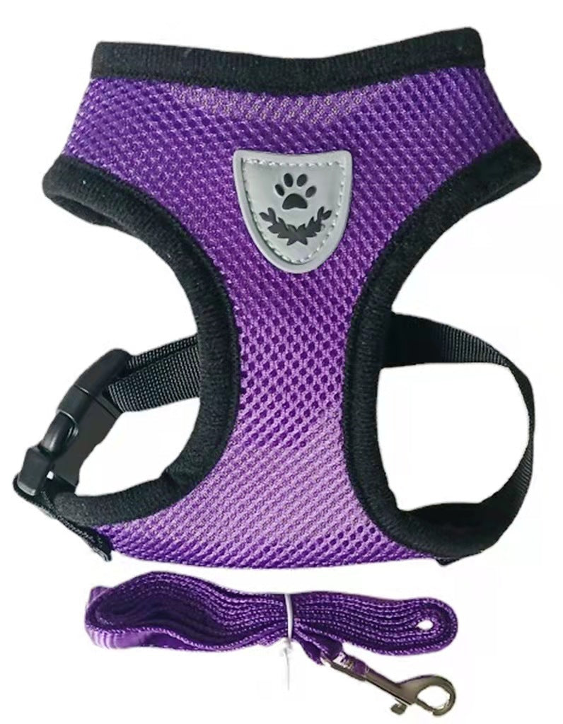 Adjustable reflective vest harness for dogs and cats in black, view 16