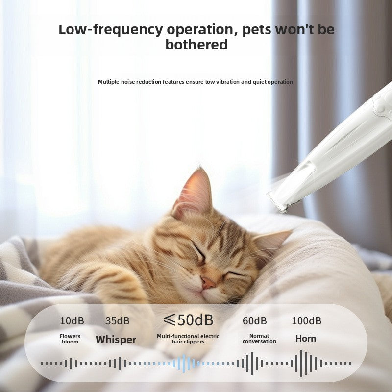 Cordless Pet Hair Trimmer with Ceramic Blade and Battery Display