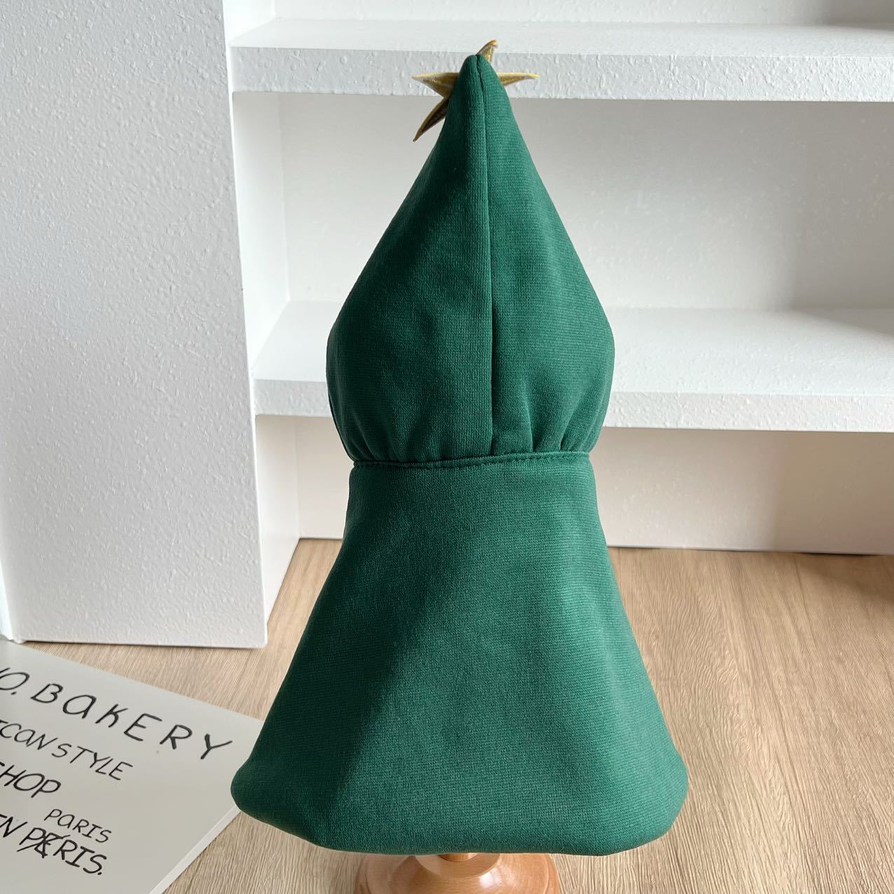 Green Christmas tree costume cloak for small pets