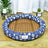 Round straw mat cooling pet nest with cat print, product image 5