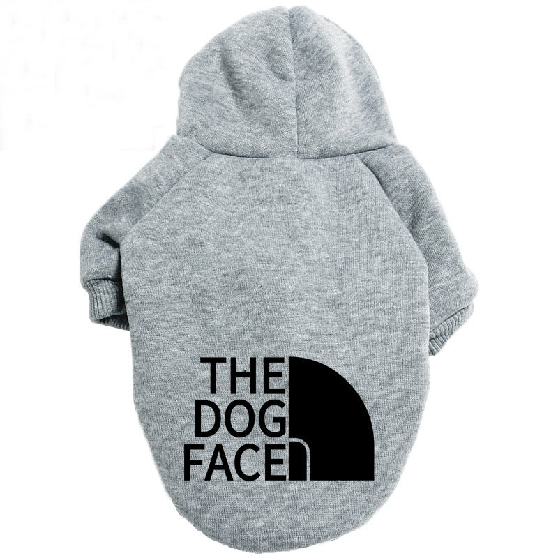 Dog face print sweatshirt for dogs in Pink with Small Label, in a home setting