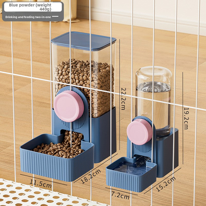 Hanging gravity pet feeder and water dispenser for cages in two tone colours, view 17