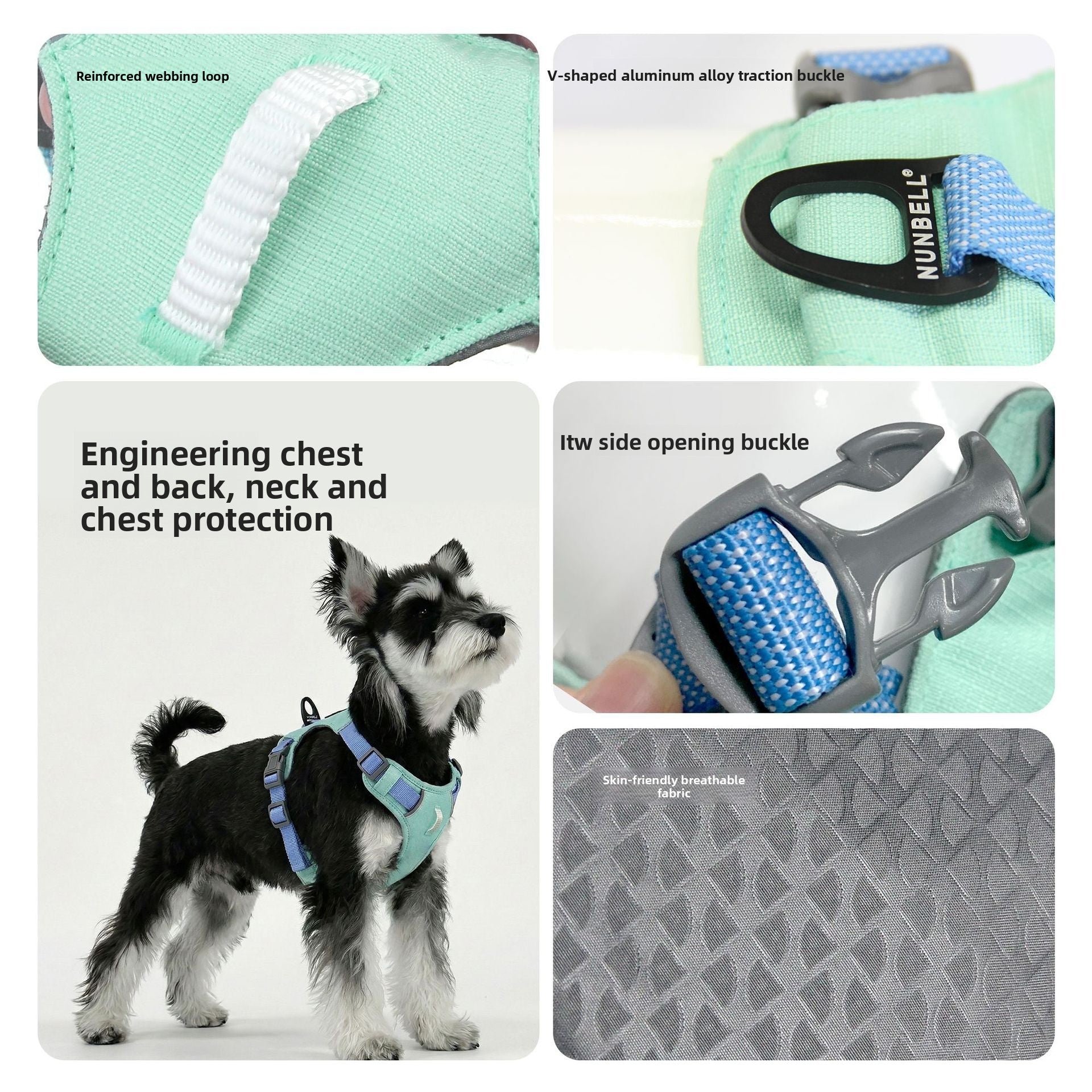 Double-layer breathable polyester dog harness with cushioned lining, product image 3