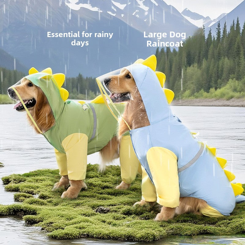Waterproof shark raincoat for large dogs, in Grey Shark, sizes 3XL to 8XL, image 1