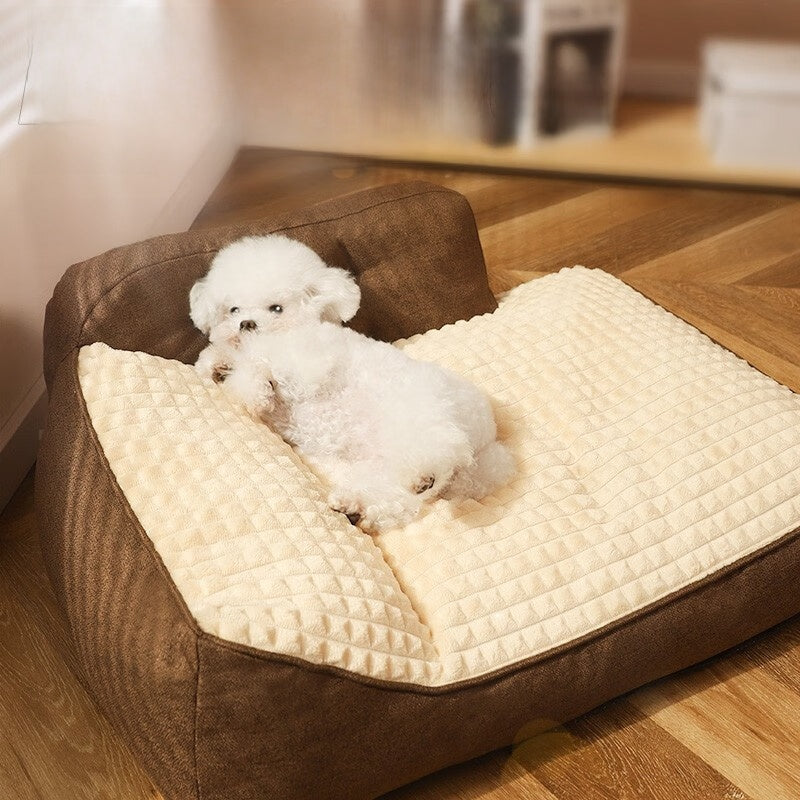 Removable washable dog bed with anti-slip base, product overview photo