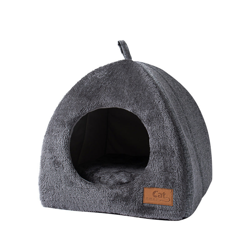 Enclosed triangle cat nest bed with cosy entrance opening, photo 4