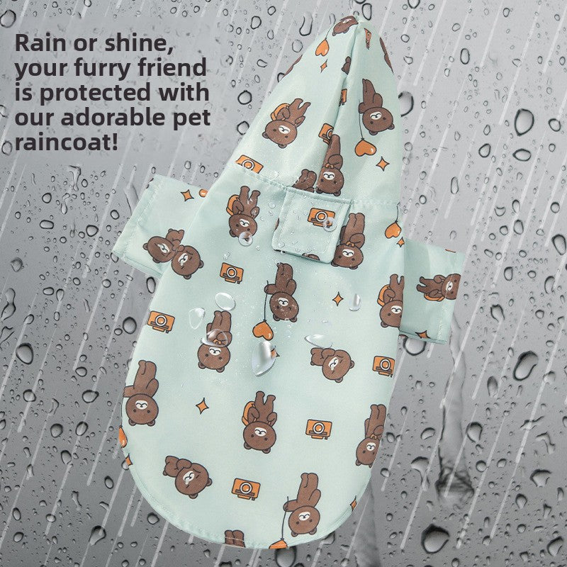 Waterproof dog raincoat with cartoon print in Ice Cream, close-up detail