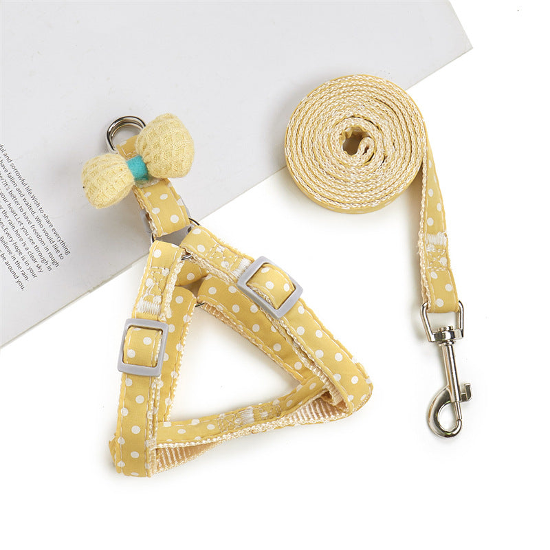 Adjustable nylon harness and lead set for cats in pink