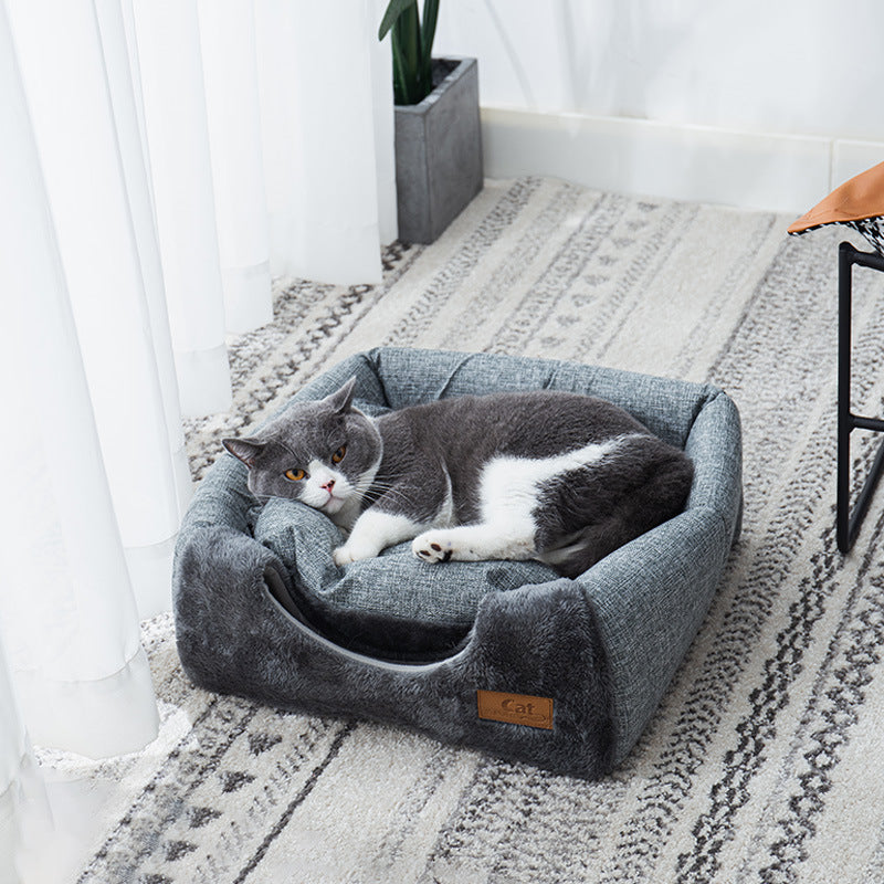 Enclosed triangle cat nest bed with cosy entrance opening, photo 3