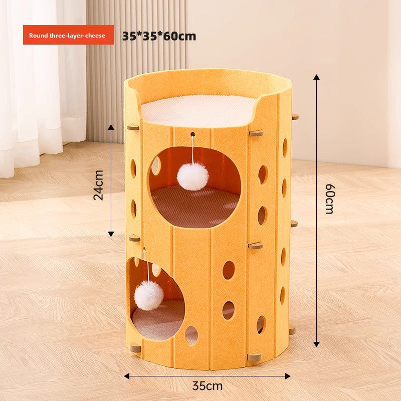 Stackable multi-layer cat condo with scratching boards in 3 Tier, Orange
