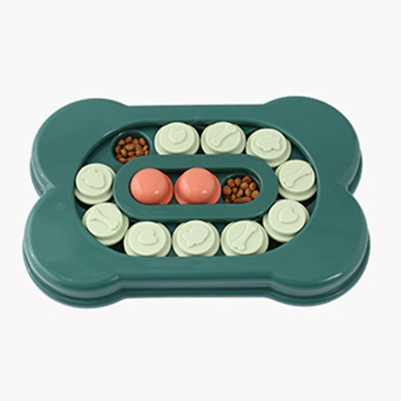 Dog puzzle slow feeder bowl in Bone Puzzle, Green