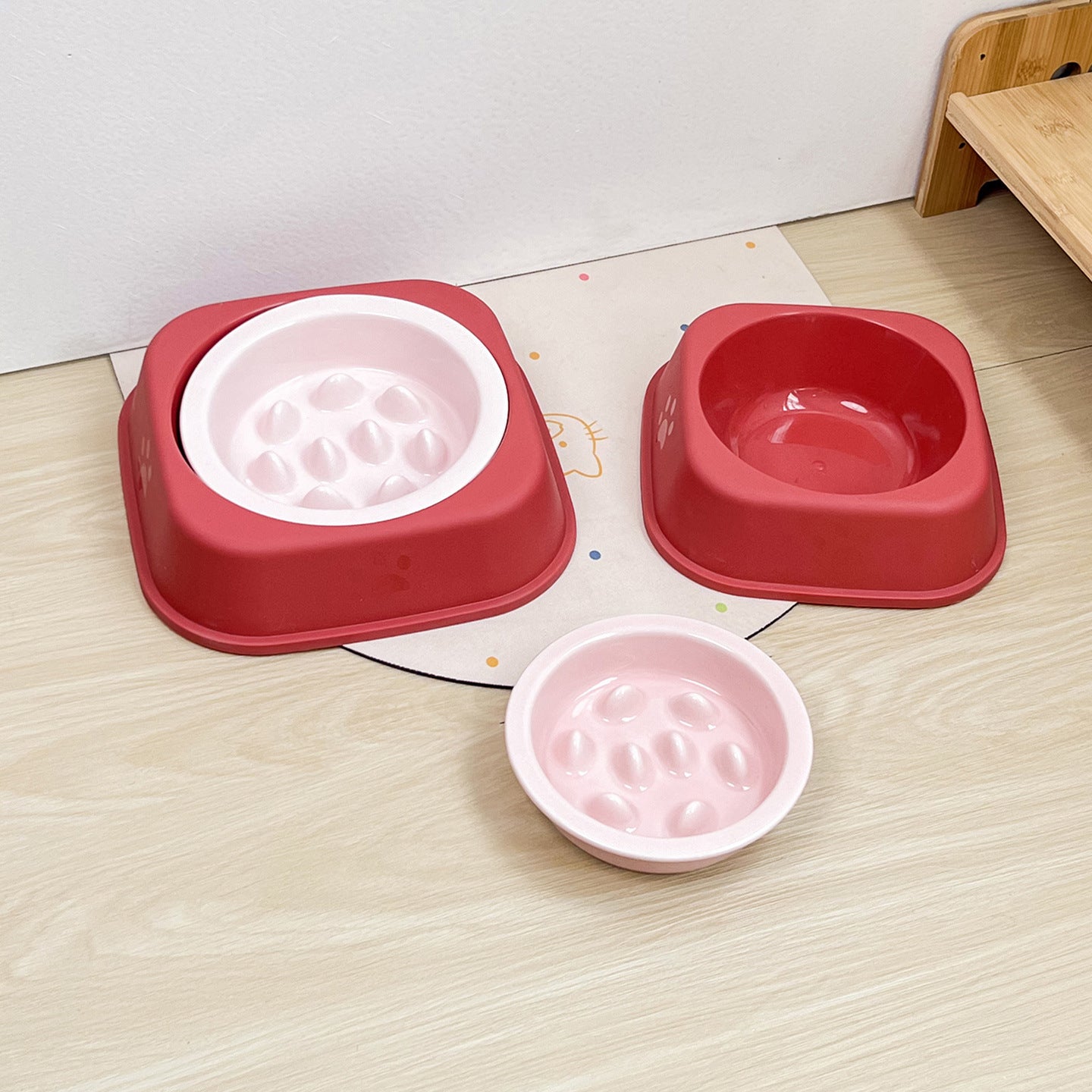 Ceramic Slow Feeder Pet Bowl with Removable Yogurt Box and Non-Slip Base in Seven Colours