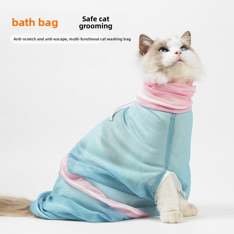 Anti-Scratch Cat Bathing Bag, Extended Grooming Restraint Bag