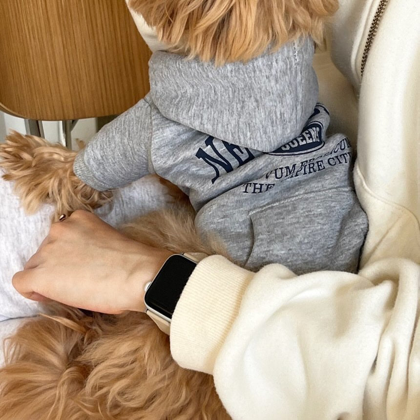 Fleece lined sweatshirt for small dogs and cats in Light Grey, side view