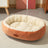 Fleece-lined oval pet bed for winter, extra detail view