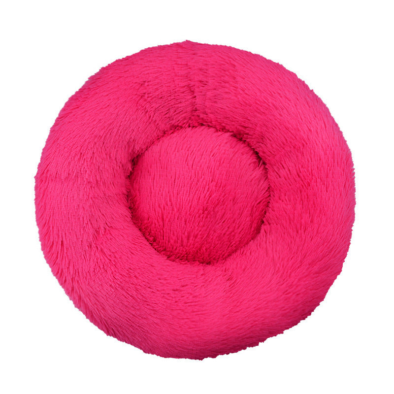 Round long plush donut pet bed for cats, photo 80 of 80