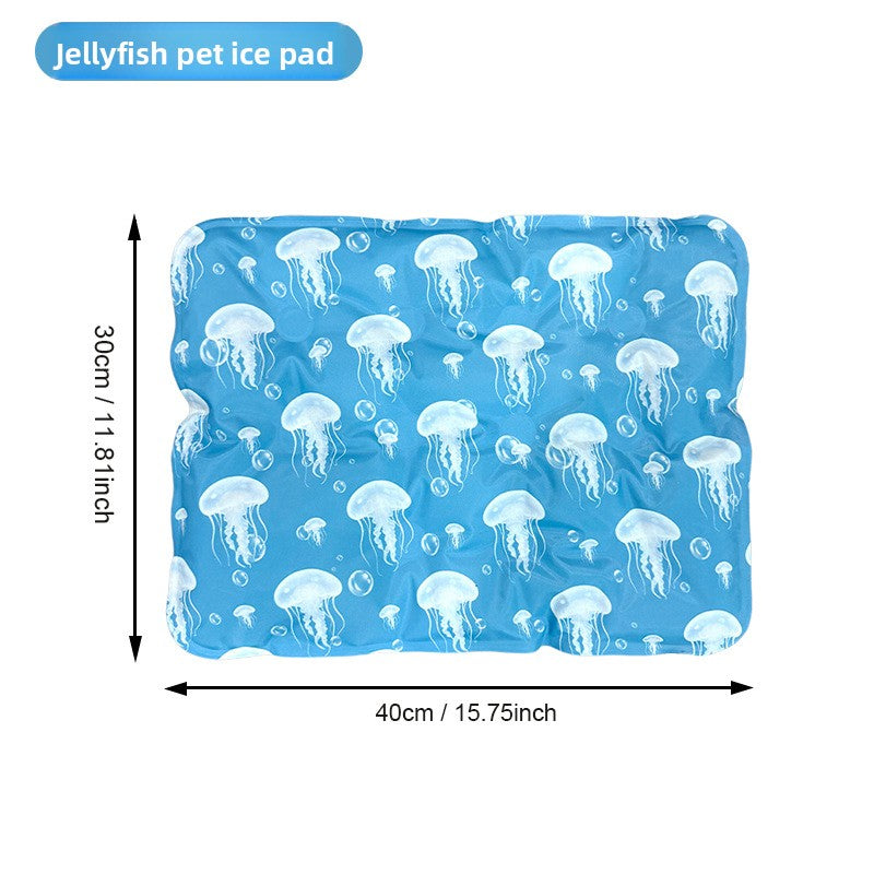 Ice silk PVC pet cooling mat, size 30 x 40cm Jellyfish