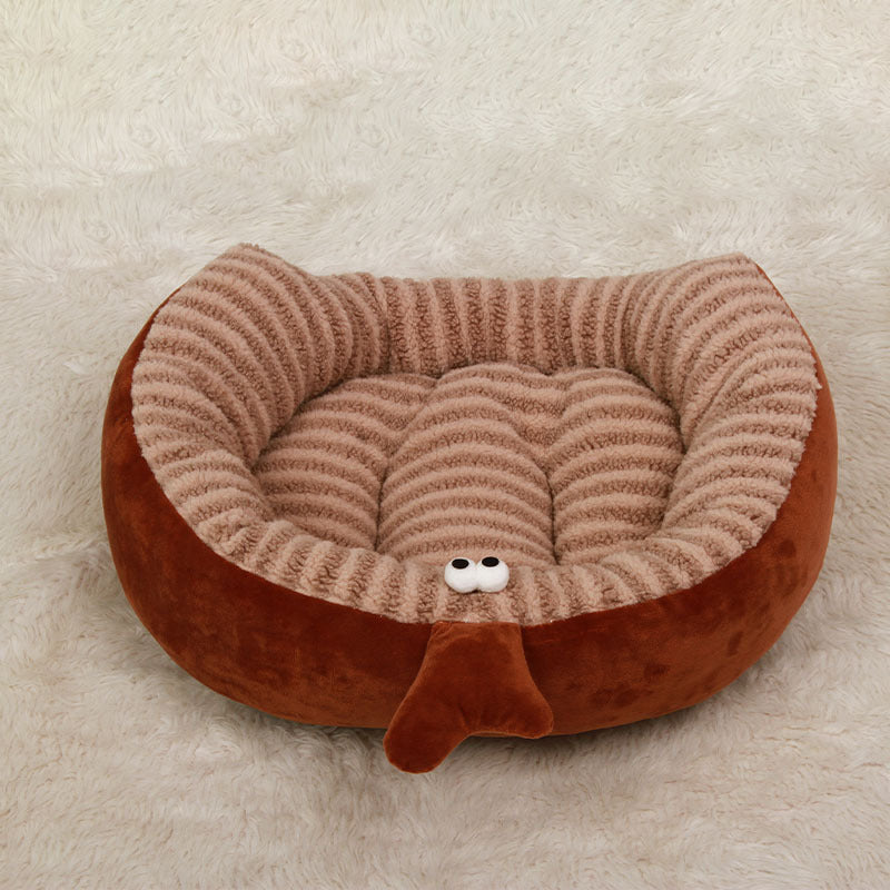 Round cartoon animal pet bed with chick face, product image 12