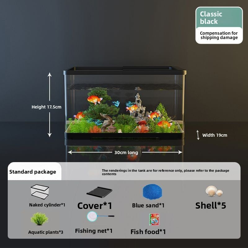 Small desktop plastic fish tank with clear cover and air pump, view 9