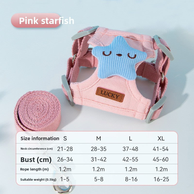 Pattern vest harness and lead set, available from Pet Royale UK