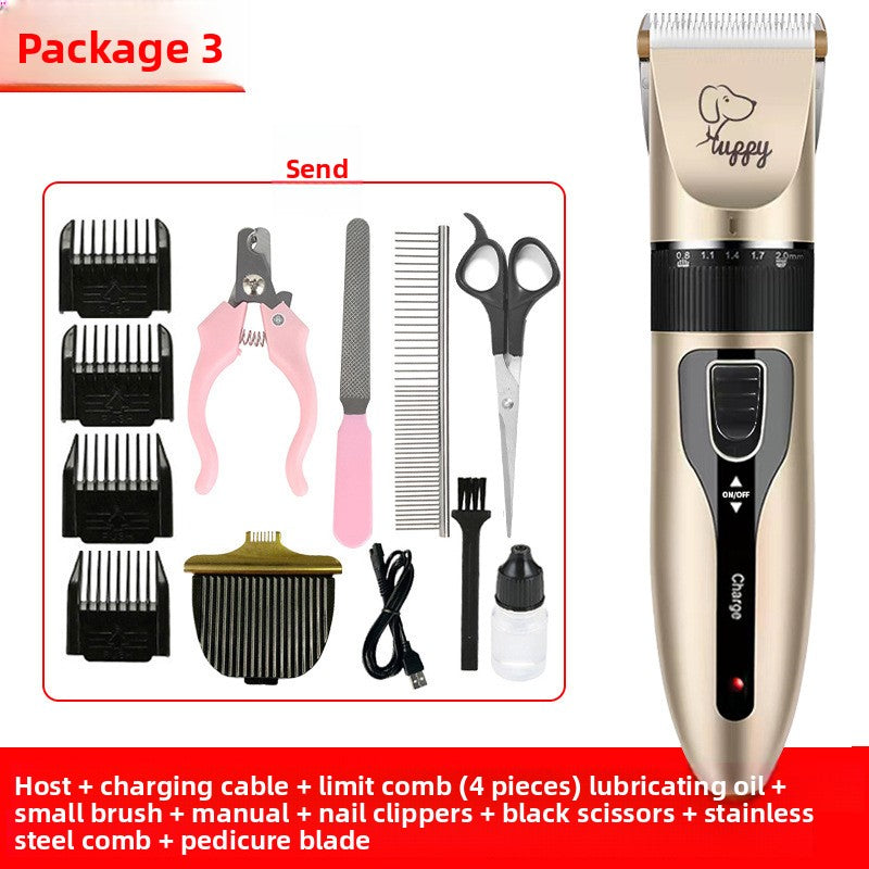 USB Rechargeable Pet Hair Clipper with Ceramic Blade and Attachments