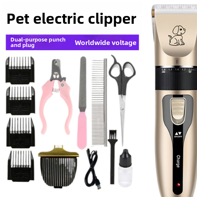 Ceramic Blade Pet Trimmer Kit with 8000 RPM Motor and Steel Combs
